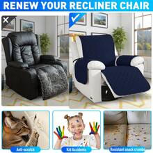 YSTYLE Large 1-Seater Relaxing Reclining Chair Cover, Waterproof Electric Reclining Chair Cover, Universal Armchair Cover, Armchair Cover With Side Pockets - Dark Blue - View 8