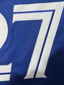 Áo thun dài tay màu xanh dương số 27 dành cho nam, kiểu dáng thường ngày, cổ chữ V thêu họa tiết, thích hợp cho các buổi tiệc tùng và thể thao mùa xuân. - Màu xanh lam - Xem 4