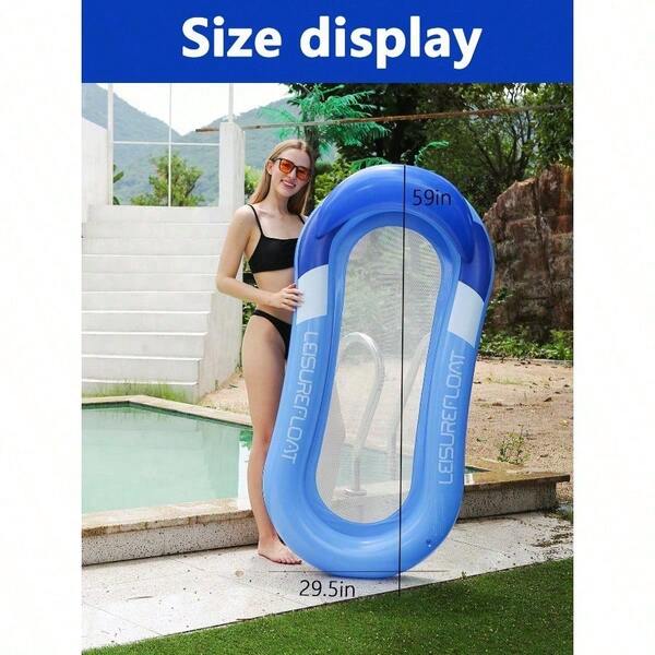 1 Rede inflável com encosto, acessórios de natação para piscina e praia para adultos no verão, ideal para festas, presente perfeito para o verão, espreguiçadeira flutuante para adultos, diversão e relaxamento nas férias, item essencial para a praia