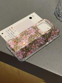 豹纹百合图案平面彩绘环氧树脂保护壳，兼容 17/17 Pro/17 Pro Max/16/15 XR/7/8/16 Pro Max/13/15 Pro Max/12 Pro Max/13 Pro Max/14 Pro Max、Galaxy S25/S25 Plus/S25 Ultra、A16/A36/A26/A56、S24 - 彩色 - 查看 3