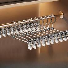 10pcs Galvanized Pants Clips Multifunctional Stainless Steel Clothes Hangers For Non-Slip Storage, No Trace - Silver - View 13