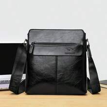 Men's Business Casual Backpack, One Shoulder Messenger Bag, PU Leather Briefcase Backpack, Large Capacity Multi-Compartment - Black - View 11