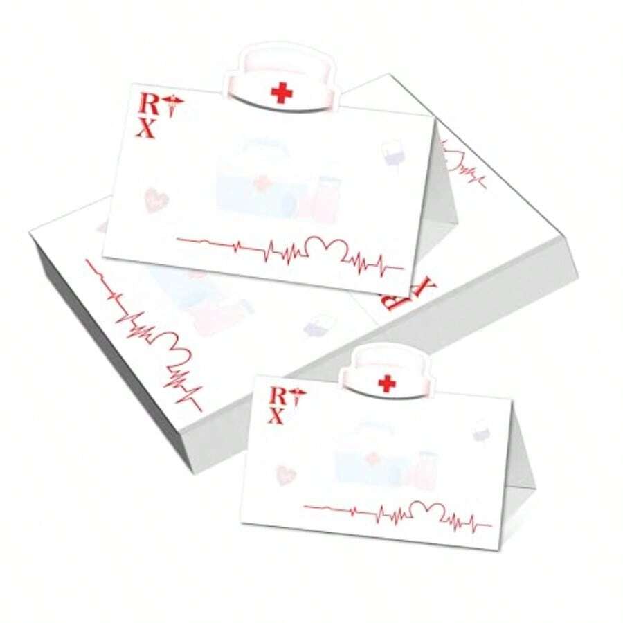 50 Hospital Theme Food Tent Cards - 4 X 3.5 Inches Nurse Food Tent Labels For Nursing Graduation Party 3D Table Setting Name CardsTable Card - White - View 1