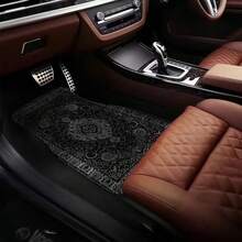 4pcs Moroccan Universal Vintage Car Floor Mats, Suitable For Front & Rear Seat Protection In All Vehicles, Fashionable And Durable Car Accessories, All-Season Car Carpet Floor Mats, Enhance Your Car Interior Decor - 波希米亞 - 查看 2