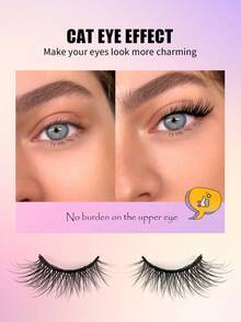 7 Pairs Mkhlina Natural Half-Strip Fake Lashes, Cartoon Eye Makeup, Delicate 3D Faux Mink False Eyelashes, Soft Fake Eyelash Strips - Half Eye-Cross - View 3