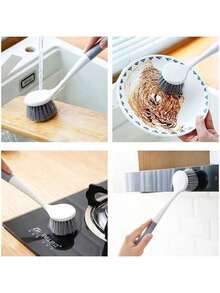 1pc Reusable Long Handle Cleaning Brush - Effective Tool For Household Sink, Stove And Cup Cleaning - No Charging Required, Convenient To Use, Space-Saving - Multicolor - View 4