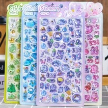 1 ou 2 adesivos aleatórios de animais fofos de desenho animado, ideais para scrapbooking, projetos DIY, álbuns de fotos, diários, etc. Adesivos coloridos de gato e coelho de desenho animado. - Multicolorido - Ver 1