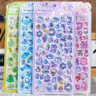 1 cái/2 cái Hình dán hình động vật hoạt hình dễ thương ngẫu nhiên, thích hợp cho sổ lưu niệm, đồ thủ công, album ảnh, nhật ký, v.v. Hình dán mèo và thỏ hoạt hình nhiều màu sắc