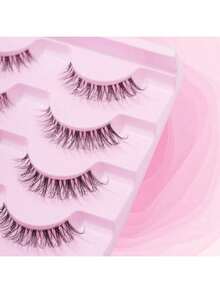 7 Pairs/Set Natural Crossed Style False Eyelashes With Transparent Stems, D Curl For Lengthening Eye Tail,5-13mm - Cat Eye Lashes - View 4