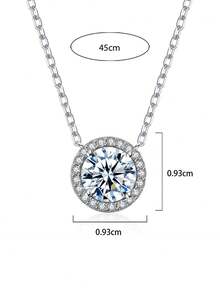 BLOVEMEE 1件时尚奢华925银1-2克拉莫桑石吊坠项链，适合女性日常佩戴、派对、节日、情人节、母亲节、结婚纪念日等场合，是馈赠佳品。 - 銀色 - 查看 3