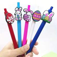 3/5pcs Easter Egg Bunny Neutral Pen Easter Themed Bunny PVC Soft Rubber Patch Neutral Pen Holiday Gift Ballpoint Pen Random Item - Sets - View 6