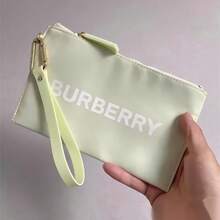 Burberry Light Green Nylon Wristlet Pouch - 1-Piece Zippered Cosmetic Bag With Logo Print & Detachable Wrist Strap, Luxury Designer Daily & Travel Organizer - Green - View 6