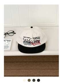 Embroidered Letter English Pattern Flat Brim Wide Brim Baseball Cap, Spring/Summer Outing, Face-Slimming, Hip-Hop, Sun-Shading Cap, Men, Skater Hippie Chicks Style - Multicolor - View 20