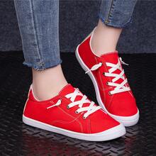 Giày thể thao nữ đế thấp bằng vải canvas, kiểu dáng casual, thoải mái, thích hợp đi bộ hàng ngày. - Đỏ - Xem 1