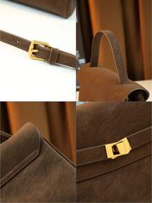 New Arrival College Style Women's Handbag, High-End Niche Design Matte Small Tote Bag - Coffee - View 5