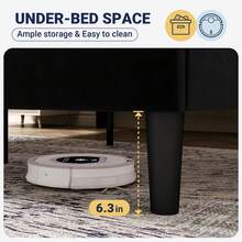 Allewie Full/Queen/King Size Bed Frame With Adjustable Velvet Upholstered Headboard, Rivet-Style Nailhead Trim Detail Platform Bed Frame, Wooden Slat Support, No Box Spring Needed, Easy Assembly, Black - màu đen - Xem 6