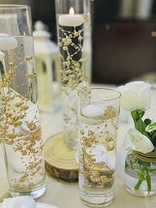 Floating Candle Vase Filler 1.4m Pearl Garland Wedding Table Decoration, Faux Pearl Beaded Plastic Chain Party Decorations, Home Decor Prop For Vases Filler Wedding Centerpiece Christmas Party Decor - Multicolor - View 4