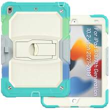 适用于 iPad (A16) 第 11 代/Air11/Air13 M3 (2025) 第 9/8/7 代 (2021/2020/2019) 的重型防震保护壳，坚固耐用的硬壳保护套，内置支架，适用于 10.2 英寸 iPad 2021/2020/2019。 - 迷彩淺藍 - 查看 14