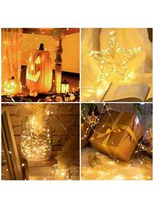 1m/3 metri/5m Luci a filo di rame per fate, alimentate tramite USB, adatte per decorazioni interne, feste, matrimoni, compleanni, periodi festivi, decorazioni per feste, atmosfera interna, illuminazione decorativa - Multicolore - Visualizzare 10