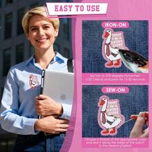 GIURKUU 1件装“今天我是只严肃的鹅”熨烫贴片，趣味傻鹅贴片，粉色表情包刺绣熨烫贴片，适用于衣服、背包、帽子、牛仔裤 - Goose - 查看 7