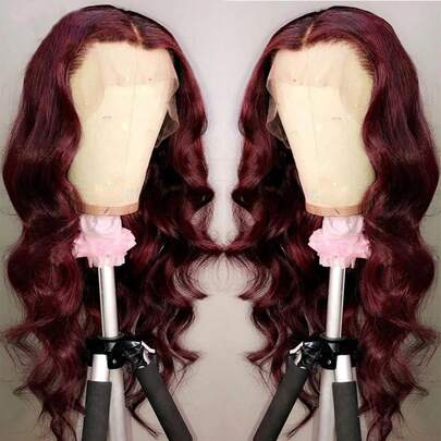 99J Color Body Wave 13x4 13x6 5x5 HD Lace Front Wigs Human Blended Hair 200% Density Human Blended Hair Pre Plucked Wigs For Black Women Human Hair Glueless Frontal Wig Natural Black Body Wave Wig 10-34 Inch Hair Wig