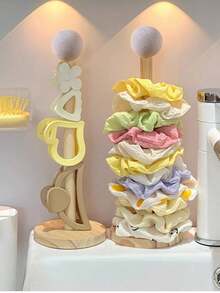 Organizador de gomas de pelo de madera de alta calidad, adecuado para almacenar gomas de pelo, cintas y otros accesorios para el cabello, esencial para volver a la escuela - Multicolor - Ver 2