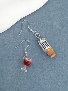 1 Pair Acrylic Bottle Opener & Wine Glass Earrings, Suitable For Celebration, Party, New Year, Birthday/Anniversary - Multicolor - View 6