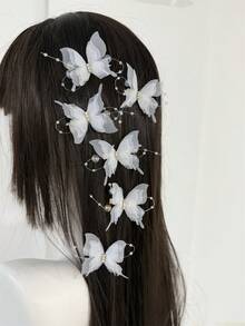 6 chiếc kẹp tóc pha lê, kẹp bướm đính đá lấp lánh, phụ kiện tóc thanh lịch dành cho nữ, phù hợp mọi mùa, phụ kiện đội đầu, kẹp càng cua, kẹp tóc trượt - Nhiều màu - Xem 9