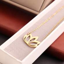 Lotus Flower Pendant Necklaces Women Stainless Steel Unalome Pagoda Charms Chain Necklace Yoga Amulet Jewelry Gifts - Gold - View 7