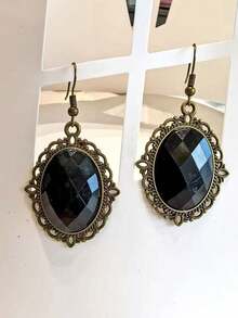 Bộ trang sức ren cổ điển bóng bẩy gồm dây chuyền, vòng cổ sát cổ, dây chuyền ngang xương quai xanh, vòng tay và bông tai dành cho nữ, phong cách Gothic. - màu đen - Xem 3