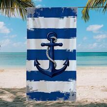 1 chiếc khăn tắm biển họa tiết mỏ neo và rùa biển sọc xanh trắng, chất liệu microfiber siêu mềm, cỡ lớn, thấm hút cực tốt, thích hợp cho du lịch, hồ bơi, lặn biển, lướt sóng, yoga, cắm trại, nhiều kích cỡ khác nhau, phụ kiện bãi biển. - A - Xem 4