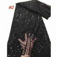 Premium African Sequin Embroidered Lace Fabric, High Quality Nigerian Wedding Bride Embroidered French Net Lace Fabric For Sewing - A - View 4