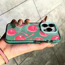 Cherry Phone Case, Pop Art Style, For Compatible With IPhone 17/17pro/17promax/17Air/Iphone16/16pro/16plus/16promax/15/15promax/15pro/11/12/13/14promax/12mini/13mini/11pro/11promax/12pro/12promax/13pro/13promax/14pro/14promax, Summer Fruit Treat Gift, Vibrant Sweet Icon Present - 綠色 - 查看 4