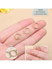 3pcs 316L Stainless Steel Double Hoop Nose Rings 16G/18G/20G Hinged Zirconia Ear Cartilage Piercing Jewelry, Nose Septum Rings, Lip Rings, Ear Cartilage Rings, Ear Helix Rings, Ear Tragus Rings, Ear Studs 7mm/8mm/10mm - Gold - View 15