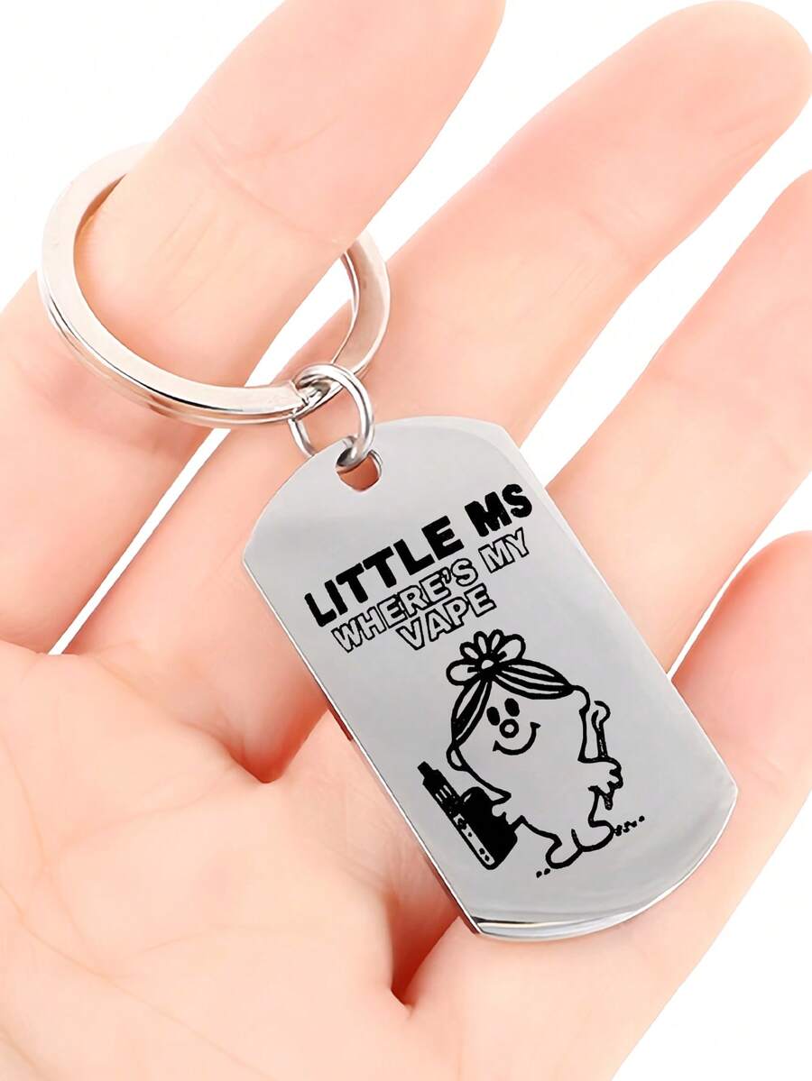 1PC Fun "LITTLE MS WHERE'S MY VAPE" Stainless Steel Keychain Electronic Cigarette Enthusiasts Fashionable Accessory Men's And Women's KeychainDIY Keychain Couple Pendant Bag Charms Car Keychain DIY Pendant Keychain Accessories Keychain Birthday Gift Wedding Gift Festival Gift Party Gift Event Souvenir Friend Gift. - Multicolor - View 1