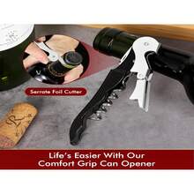 3件套专业侍酒师开瓶器套装，升级为重型不锈钢铰链式酒钥匙，适用于餐厅服务员、侍酒师、调酒师 - 黑色 - 查看 7