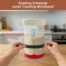 34oz Large Capacity Glass Fermentation Jar With Lid And Tracker, Suitable For Homemade Sourdough, Bread Dough Preparation And Cooking Fermentation - Red - View 5