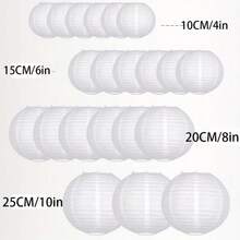 21pcs White Paper Lantern Set For Weddings, Engagements, Birthdays & Graduations - Elegant Striped Design, No Electricity Needed, Battery-Free ﻿ - White - View 13