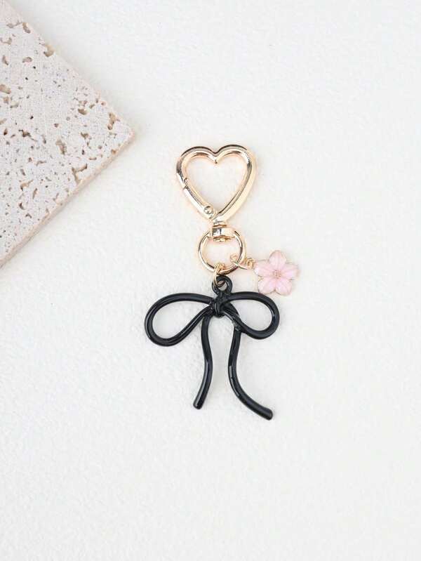 1pc Women's Ins Korean Style Bowknot Keychain, Minimalist Butterfly Flower Accessory, Best Friend Gift Pendant