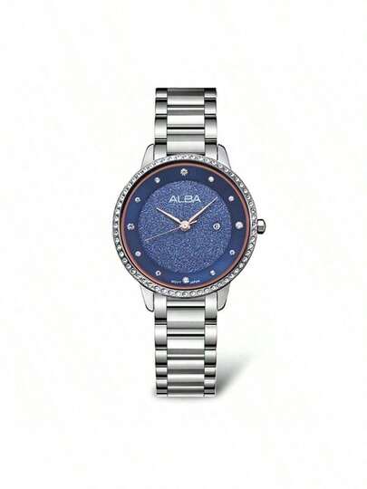  Đồng hồ nữ Seiko ALBA máy quartz, mặt số lấp lánh với viền pha lê, dây đeo bằng thép không gỉ, đồng hồ thanh lịch phù hợp cho tiệc tùng và đeo hàng ngày, món quà hoàn hảo cho ngày Valentine AH7W29X1