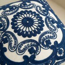 1 pieza Funda de cojín de lona con flores estilo bohemio con bordado exquisito, decoración del hogar de varios tamaños para uso compartido, sin relleno de almohada - Multicolor - Ver 5