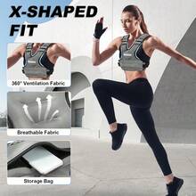 Chaleco con peso ajustable para mujer y hombre, 6-12 libras/12-8 libras/20-32 libras con 6 pesos de arena de hierro para entrenamiento de fuerza, rucking, correr, caminar, entrenamiento físico - Gris - Ver 6