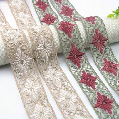 3.7CM Organza Rhombus Embroidered Lace Trim, Sewing Accessory For Hanfu, Cheongsam, DIY Crafts, Home Textiles