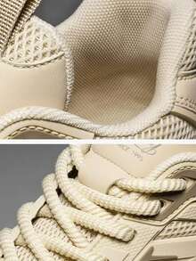 Zapatillas deportivas casuales para hombre con suela gruesa,Zapatillas de tenis con amortiguación de aire y suelas que absorben los impactos,Zapatillas deportivas de caña baja con malla transpirable,Suelas antideslizantes de goma con excelente resistencia al desgaste,Zapatos casuales de moda retro para hombre,Ideal para desplazamientos diarios, actividades al aire libre, reuniones, uso durante todo el año, muy práctico y con un estilo versátil para múltiples ocasiones - Beis - Ver 9