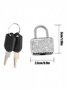 Mini Sparkling Crystal Key Lock - Metal Small Lock With 2 Keys, No Assembly Required, Luggage Lock With Keys, Small Luggage Padlock, Metal Key Lock For Luggage, Gym Locker, Bags, School, Gym, Classroom, Matching Games, Travel Backpacks, Thanksgiving, Christmas, Easter Gifts - A - View 3