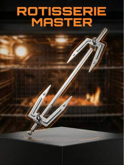 1pc Stainless Steel Rotisserie Chicken Fork, Adjustable Design For Easy Installation, Suitable For Oven Roasted Chicken, Barbecue And Outdoor Grilling. One-Piece Construction, Anti-Corrosion And Anti-Oil, Durable Stainless Steel, Practical Grilling Tool.