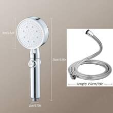 Bộ 2 vòi sen cao áp 5 cấp độ có công tắc tắt + ống dẫn nước màu bạc 1.5m, dùng cho phòng tắm gia đình, có vòi phun điều chỉnh được. - nhiều màu - Xem 3