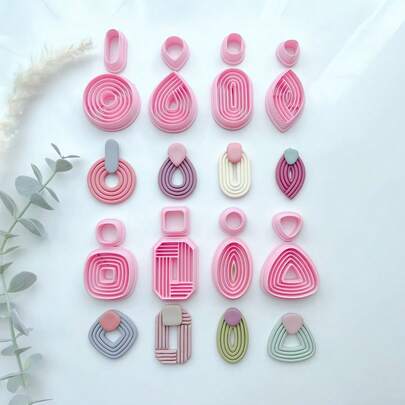 2/16 piezas Juego de cortadores de arcilla polimérica geométricos de varios tamaños - Formas minimalistas redondas, en forma de lágrima, cuadradas y triangulares, artículos esenciales de artesanía bohemia chic para pendientes DIY, dijes de joyería moderna y regalos de decoración hecha a mano