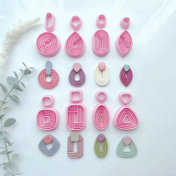 2/16 piezas Juego de cortadores de arcilla polimérica geométricos de varios tamaños - Formas minimalistas redondas, en forma de lágrima, cuadradas y triangulares, artículos esenciales de artesanía bohemia chic para pendientes DIY, dijes de joyería moderna y regalos de decoración hecha a mano