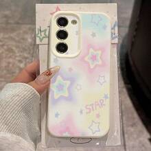 1个TPU渐变星形图案手机壳，兼容三星A15/A14/A13/A12/S24/S23/S22/S21/S20/S10/A72/A73/A71/A50/A53/A52/A32/A31/A05S - 白色 - 查看 1